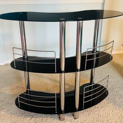 Black Glass Bar / Serving Cart / Display Shelf - $90