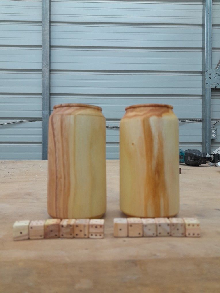 Can Shaped Wooden Dice Cups