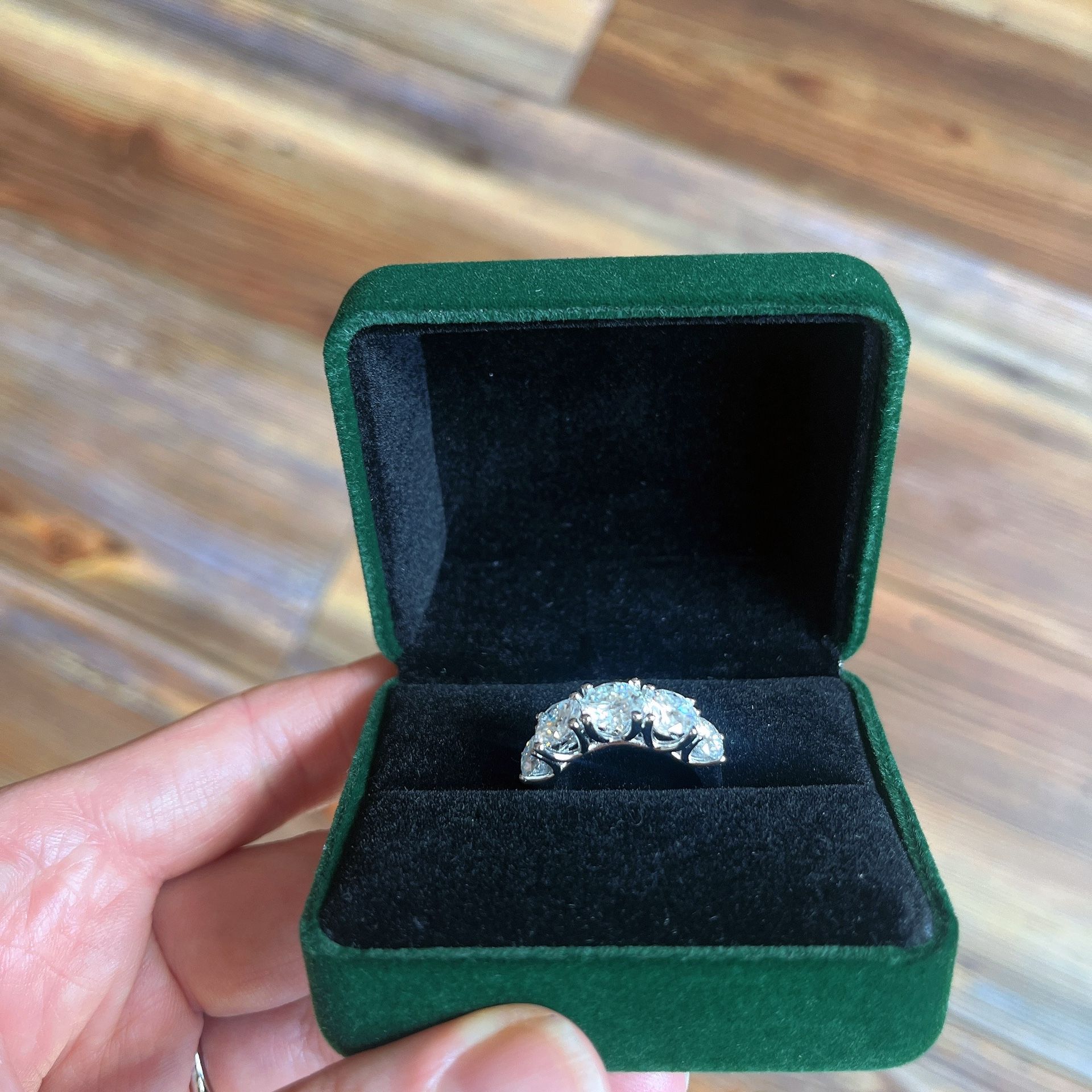 Half Eternity Band 18K White Gold Size 6 Certified Moissanite