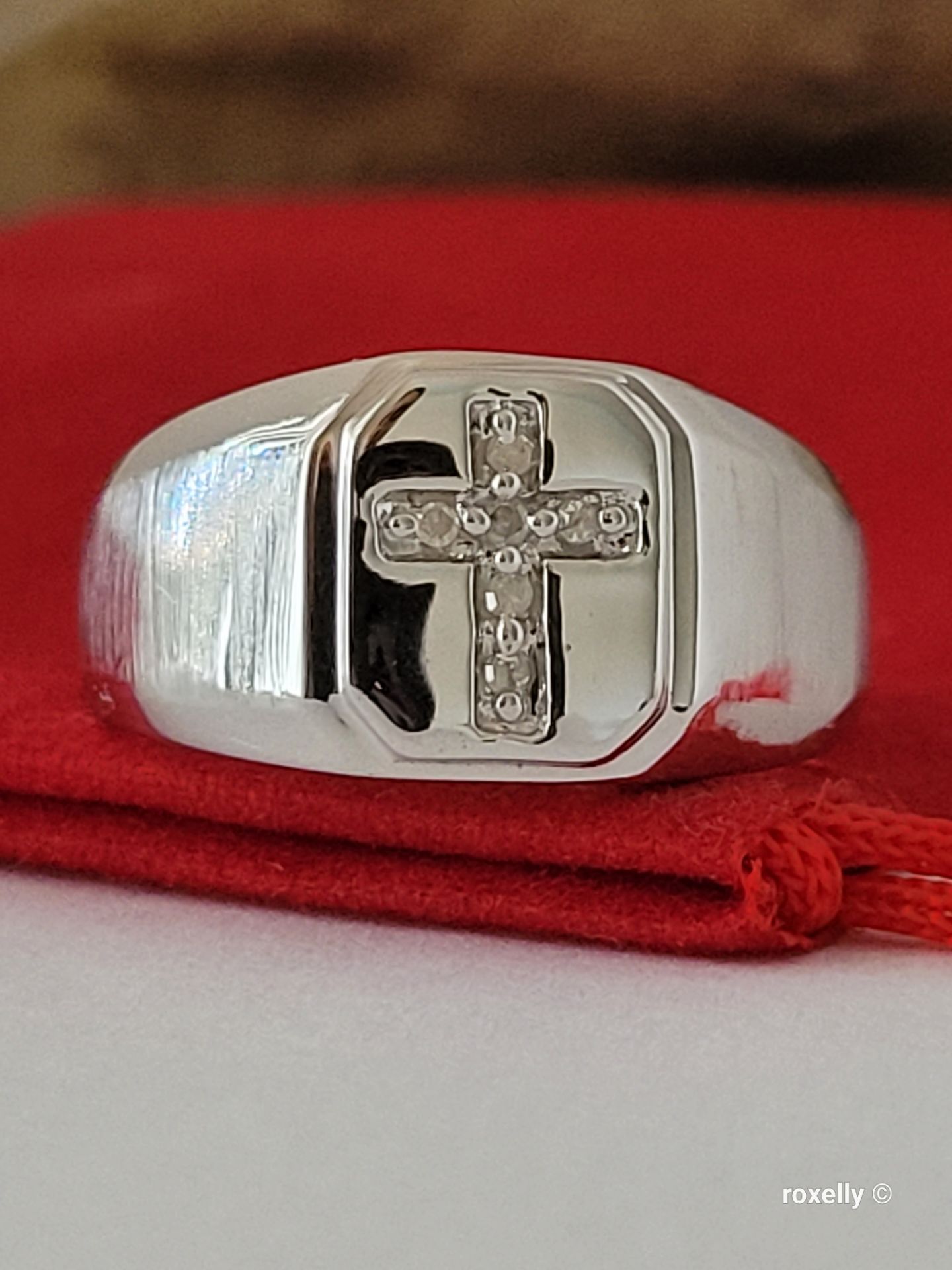 ⛔️ RESERVED ⛔️ 14K White Gold Men's Cross Diamonds Ring Size 10 Solid Gold / Anillo de Oro Blanco Para Caballero con Diamantes! 👌🎁