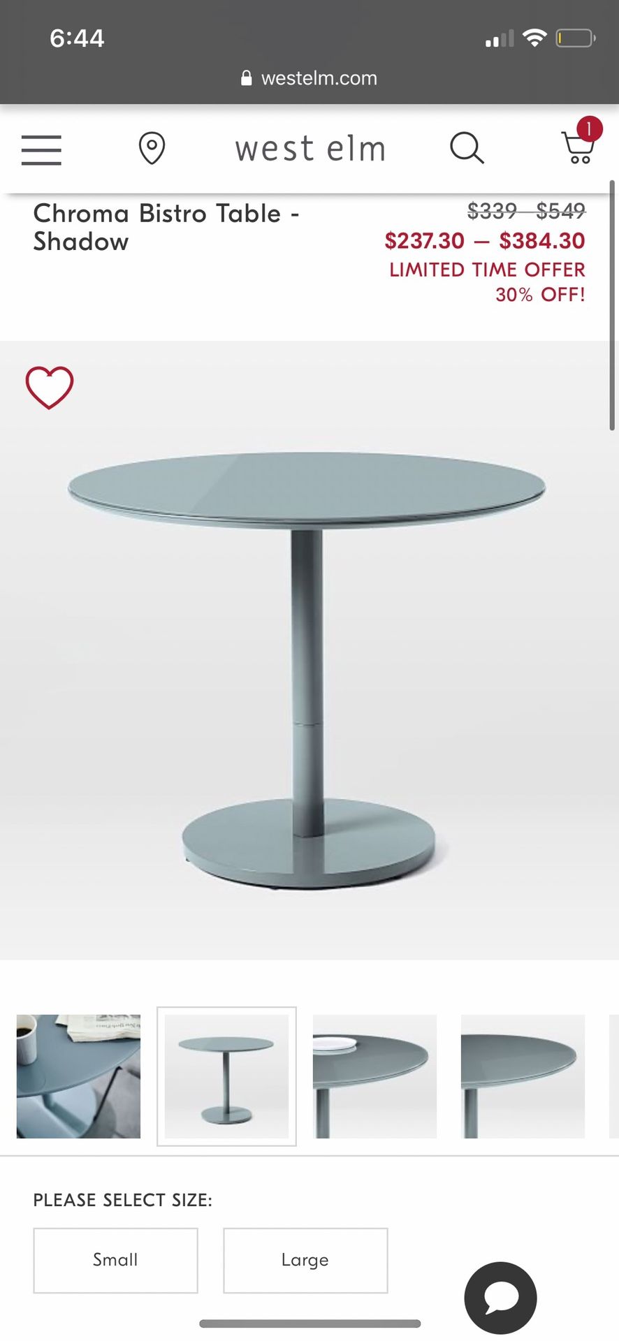 West Elm Blue Grey Chroma Bistro Table