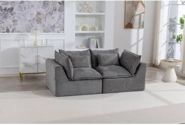 74.8" Gray Modular Cloud Couch,