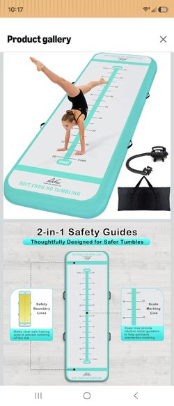 Inflatable Air Gymnastics Mat Training Mats with 2-in-1 Safety Guide Lines
