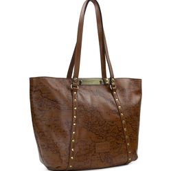 Patricia Nash Benvenuto Signature Map Print Brown Leather Tote Purse