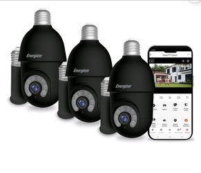 Energizer 2K Light Bulb Socket Security Camera with Socket Extension, 3pk. $59.99