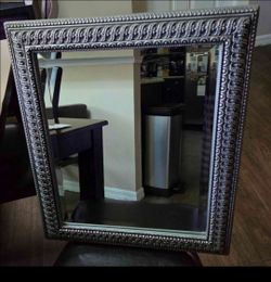 Wall Mirror with Ornate Silver Frame