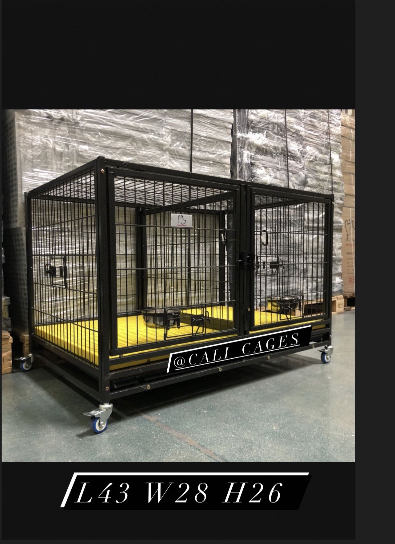 Dog Pet Cage Kennel Size 43” With Plastic Floor Grid, Tray