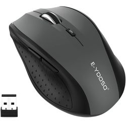 Cordless Mouse, 5 Level 4800 DPI, 6 Button Ergo Wireless Mice, 2.4G Portable USB Wireless Mouse