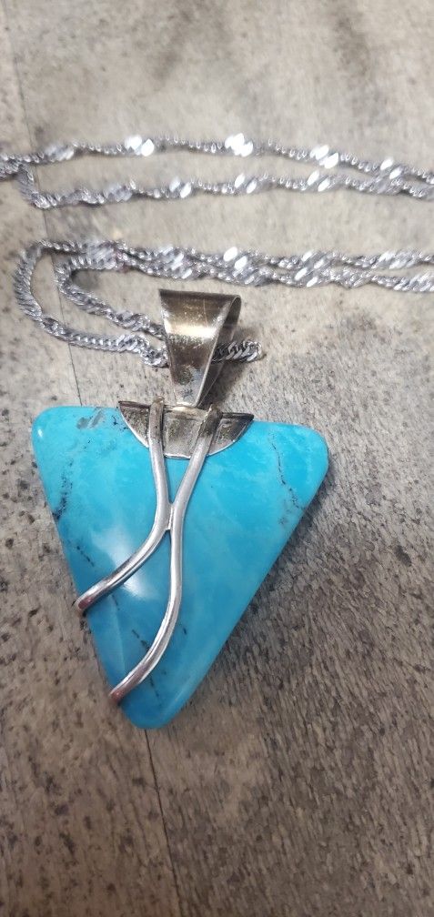 Sterling Silver Turquoise Necklace .Large.