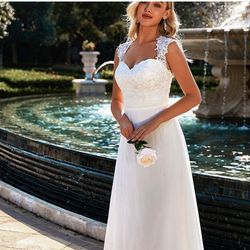 Classics A-line Sweetheart Appliques Lace Floor-Length Chiffon Wedding Dress