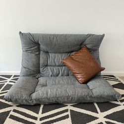 Adjustable Grey Floor Sofa Chair With Leather Pillow
