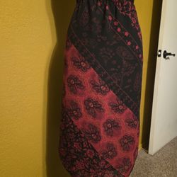 Vintage Y2k Kathy Ireland red black ban- dana midi skirt