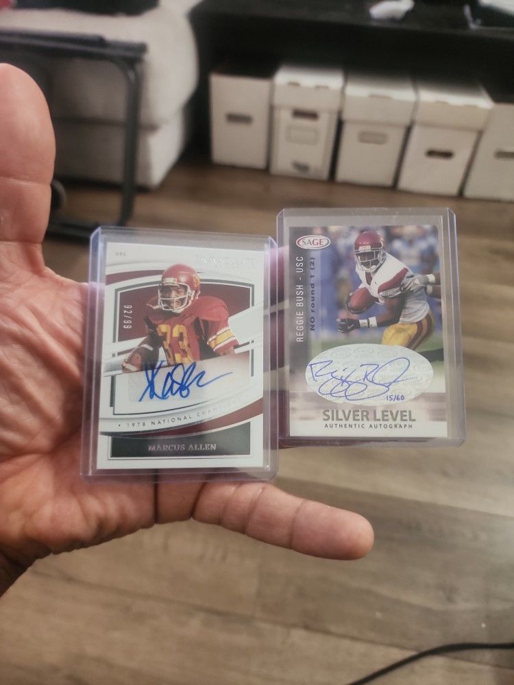 Marcus Allen 92/99  And Reggie Bush Sage Autograph  15/60