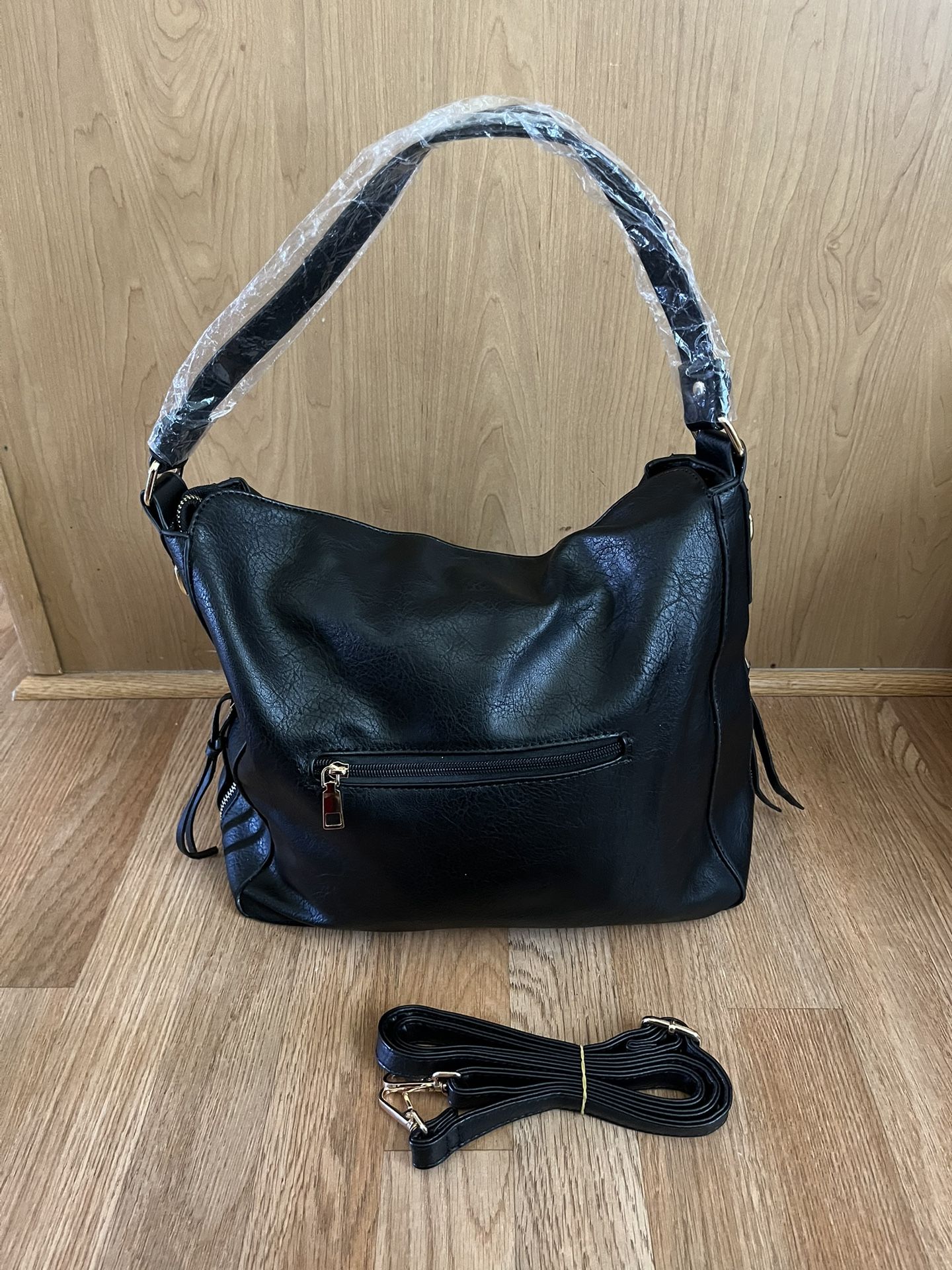 Stylish Hobo Crossbody Shoulder Bag, Vegan Leather Hobo Bag, Black