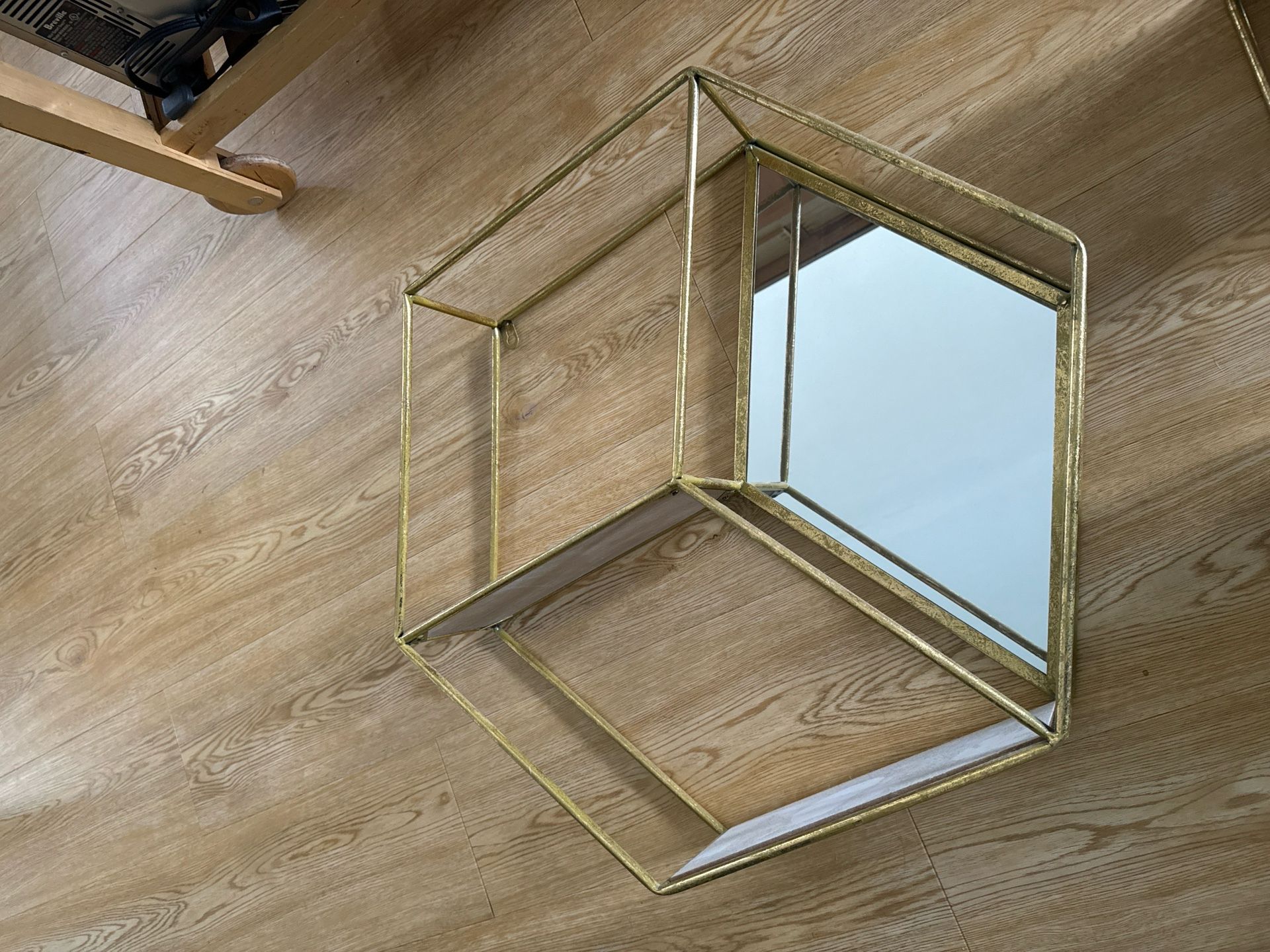 Set of 2 Gold Geometric Mirrored Wall Shelves