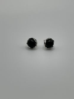 Natural black onyx, earrings stones are from China for pierced ears on sterling