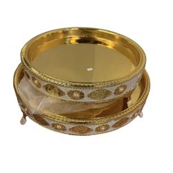 two-tiered ornate serving tray set