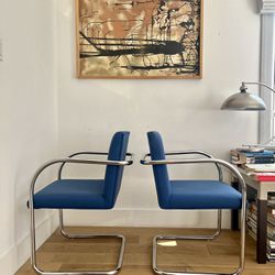 1970s Mies Van Der Rohe Tubular Brno Chairs For Gordon Dining Side Accent 2 / 4 / 6 Available Vintage Pair