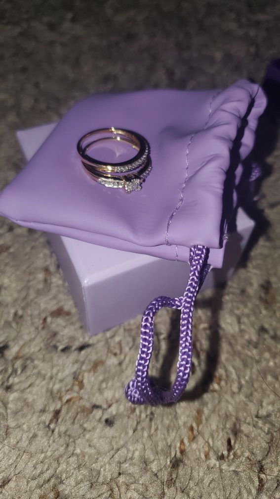 Wedding ring, Promise Ring Set 10K Gold For Women