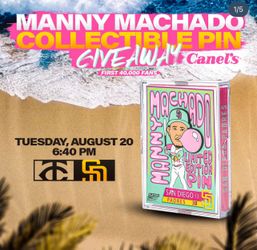 Padres Twins tonight Manny Machado Pin Giveaway