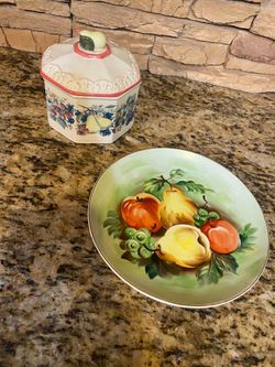 Vintage Avon butter tub and plate