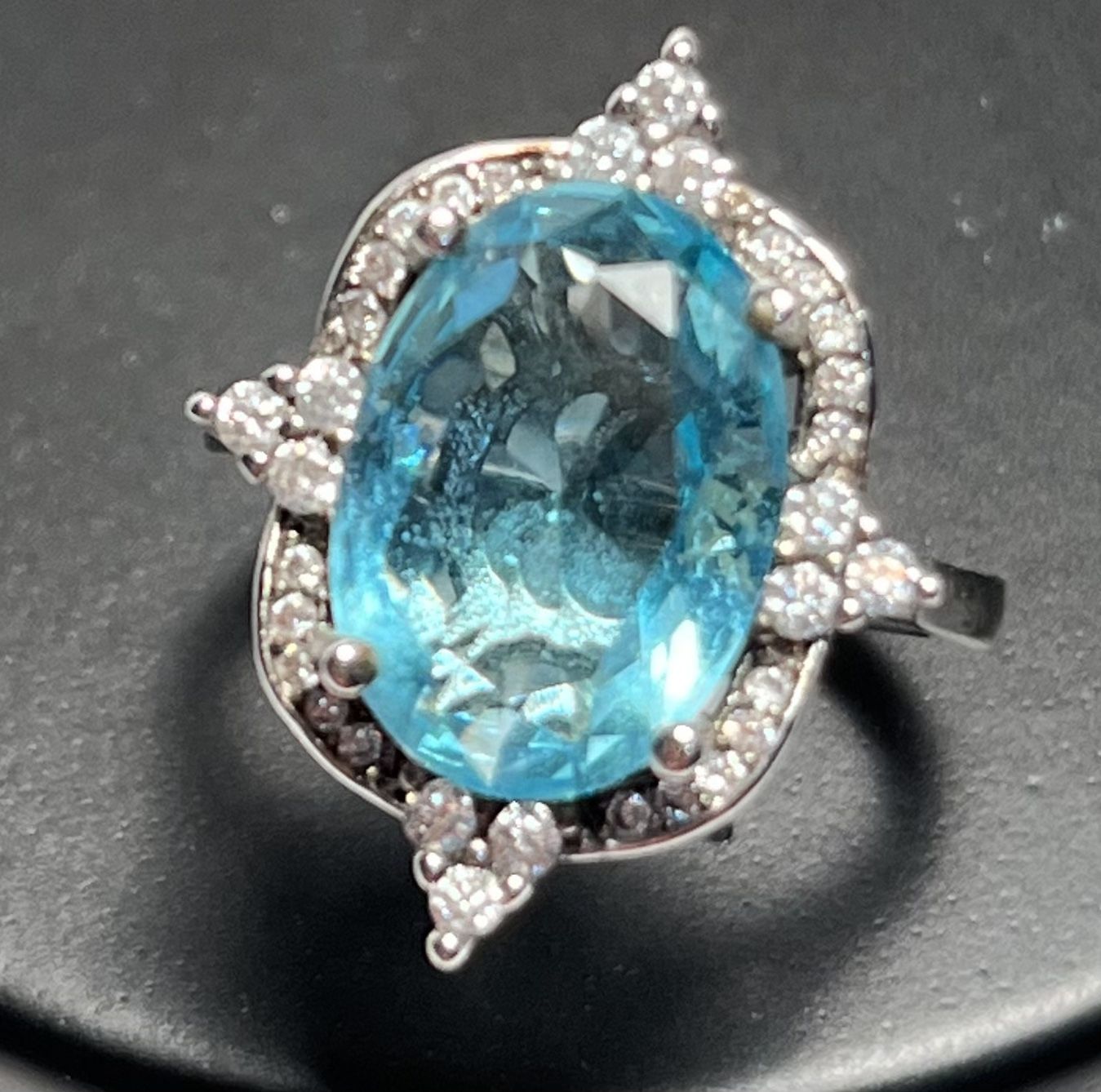 Aquamarine Cocktail Ring Size 7