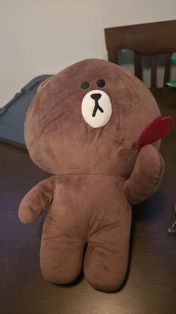 LINE FRIENDS Brown Bear Heart Plush