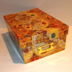 Vintage Map Photo Storage Box

