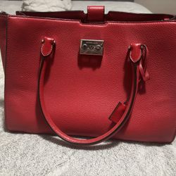 Red Michael Kors Bond Large Leather Satchel