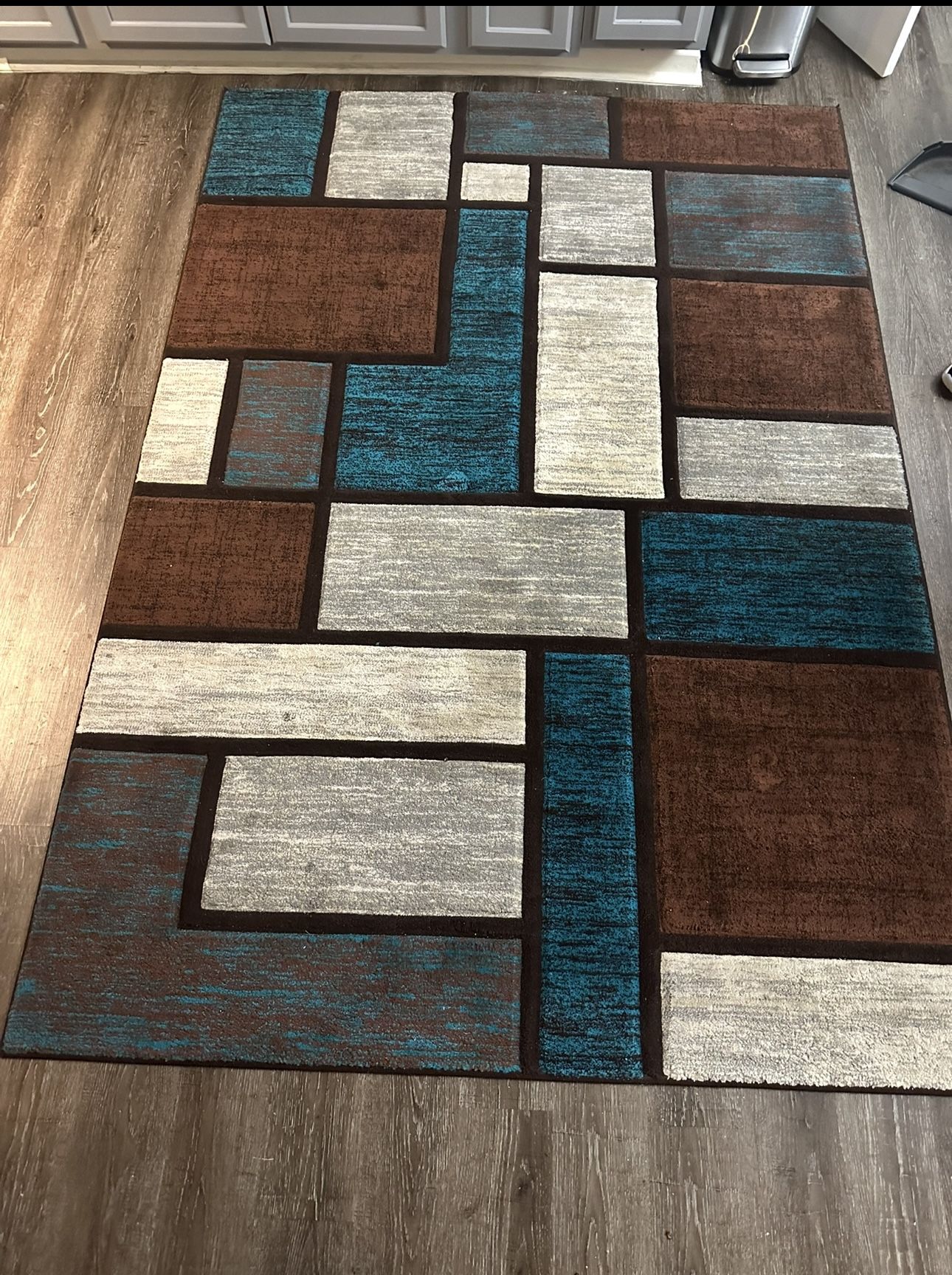 Multi-colored living room area rug. 