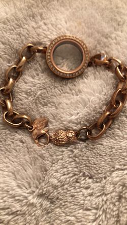 Origami Owl rose gold link locket bracelet