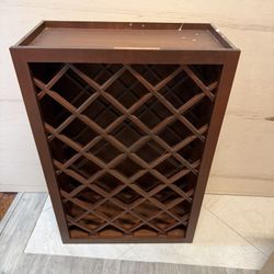 Used Cherry Wood Wine Bottle Holder 24” Wide X 12” Deep X 36” High 