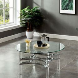 Brand New Glass Chrome Round Coffee Table