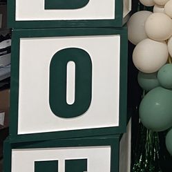 BOY 3 Piece Wood Baby Shower Blocks 