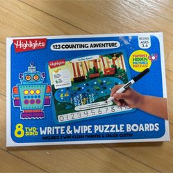 NWT 8 two sided write & wipe puzzle board