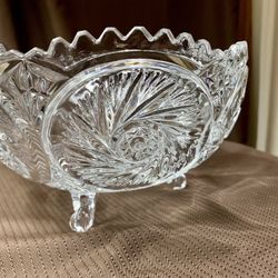 VTG Cut Glass 3 Footed Bowl