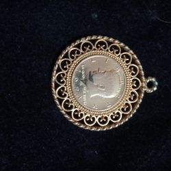Half Dollar Pendant Nice Gold Color.