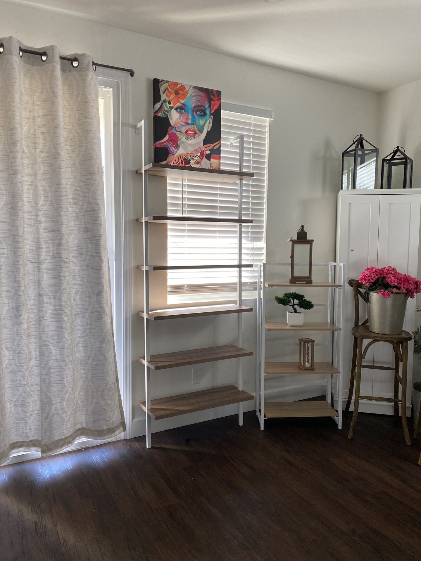 New Ladder Shelf 6 Tier Beautiful Sturdy Matte White And Oak