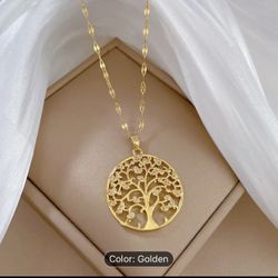 Elegant Zircon Tree Of Life Pendant Necklace
