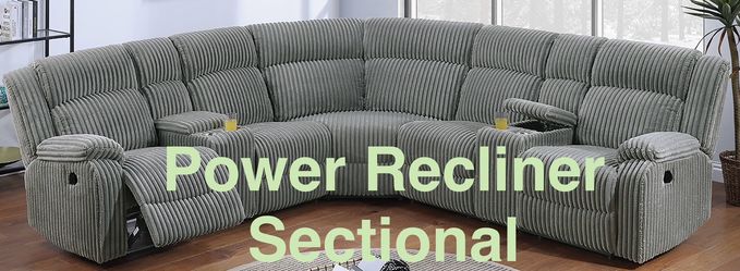 New Corduroy Power Recliner Sectional (Finance and Delivery)