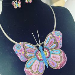 Butterfly Necklace & Earrings 