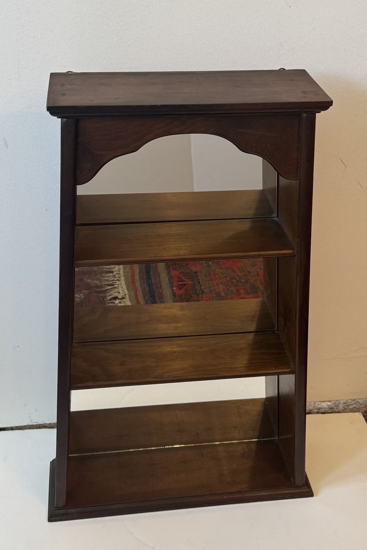 Small Vintage 3 Shelf Display Case with Glass Mirror Back - 17 ½x5x27