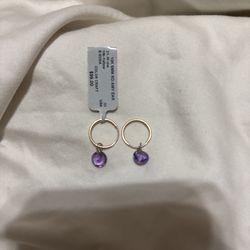 10k gold and amethyst hoop earrings