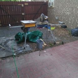 12 Inch DeWalt Miter Saw And Kobalt Stand With A Tile Saw