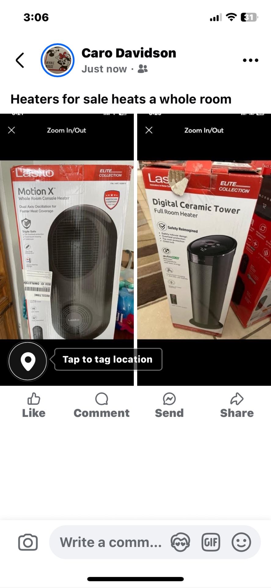 Lasko Heaters 20.00 Each