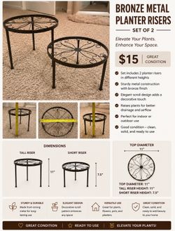 Bronze metal plant risers