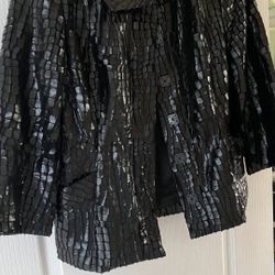 Carlisle Womens Shiny Scale Fleece Snap Jacket Black 