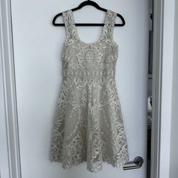 Embroidered Off White Wedding Style Dress 