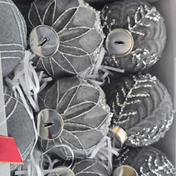 New Christmas Ornaments Grey Suede 