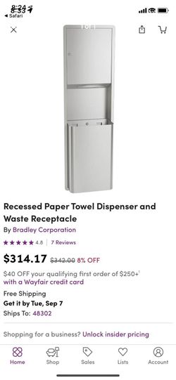 Brand New Commercial Stainless Steel Paper Towel/Trash Unit